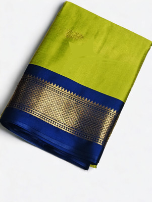 ns collection Embellished Kanjivaram Cotton Silk Saree(Yellow)