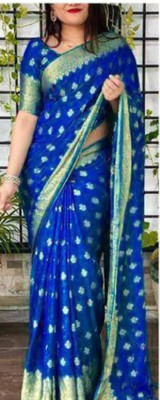 NITYA TEXOFAB Self Design Kanjivaram Art Silk Saree(Light Blue)
