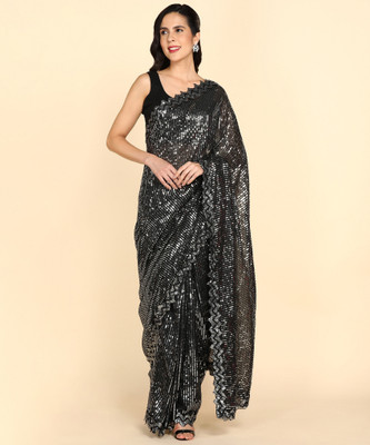Julee Embroidered Bollywood Georgette Saree(Black)