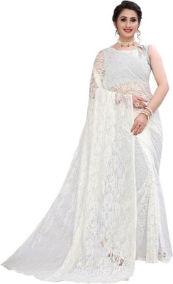 Saadhvi Digital Print Banarasi Georgette Saree(White)