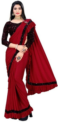 Shriwali Fashion Self Design Bollywood Lycra Blend Saree(Red)