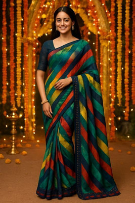 aamya fashion Geometric Print Daily Wear Georgette Saree(Multicolor)