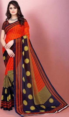 Leelavati Printed Daily Wear Georgette Saree(Orange)