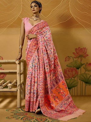 Sareemall Woven Handloom Cotton Silk Saree(Pink)