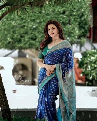 K SALIYA Self Design Banarasi Jacquard Saree(Blue)