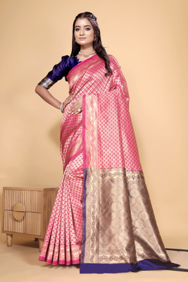 JAY KHODIYAR EMBROIDERY Self Design Bollywood Jacquard Saree(Pink)