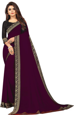 Flip The Style Solid/Plain Bollywood Georgette Saree(Purple)