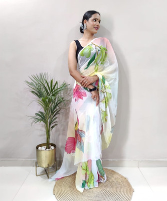 KRIYANSH Woven Banarasi Jacquard, Art Silk Saree(White)