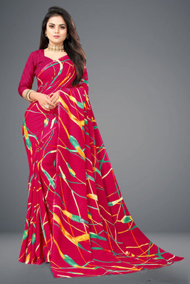Dedkada Fab Printed Daily Wear Georgette Saree(Pink)