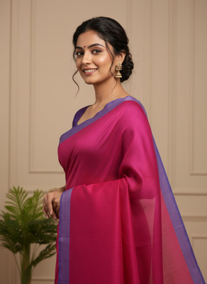 BongAp Self Design Handloom Cotton Blend Saree(Multicolor)