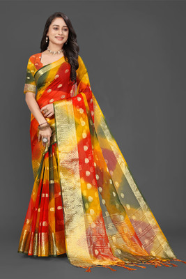 Aarunika SKT Printed Bollywood Organza Saree(Multicolor)