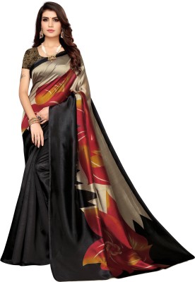 Suntex Printed Mysore Art Silk Saree(Black)