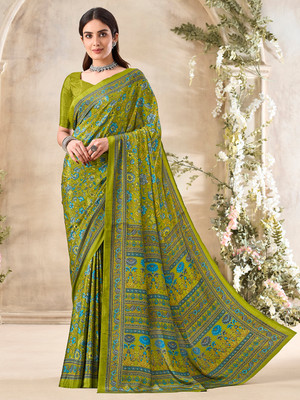 Divastri Printed Bollywood Crepe Saree(Light Green)