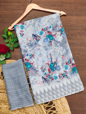 kashvi sarees Floral Print Daily Wear Georgette Saree(Grey, Light Blue)