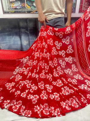 Sanjana Silks Printed Bollywood Georgette Saree(Red)