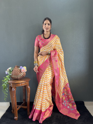 Divastri Printed Leheria Cotton Silk Saree(Multicolor)