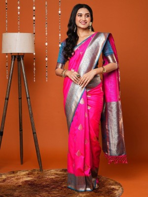 ANOUK Woven Banarasi Silk Blend Saree(Pink)