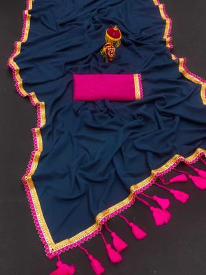 lmmolate Solid/Plain Bollywood Georgette Saree(Multicolor)
