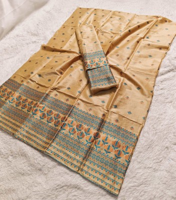 Skiran's Woven Mekhela Chador Tussar Silk Saree(Beige)