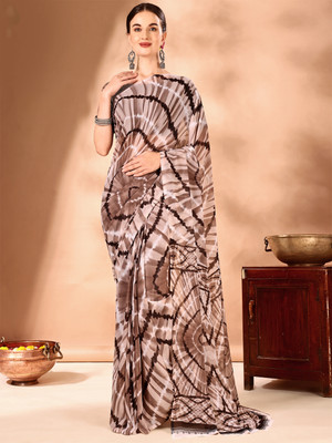 Leelavati Printed Daily Wear Chiffon Saree(Beige)