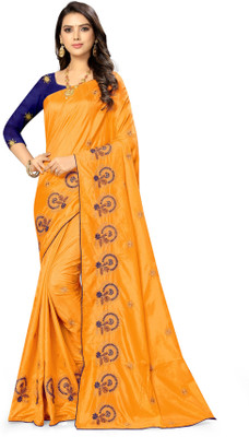 Divastri Embroidered Bollywood Silk Blend Saree(Yellow)
