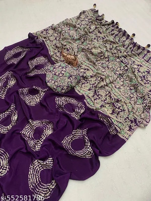 Shirodhari Printed Bollywood Satin Saree(Purple)