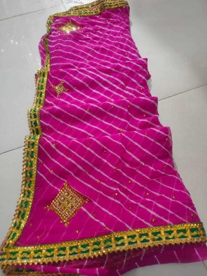 Neelkanth Ent Printed, Self Design, Graphic Print, Striped, Checkered Handloom Chiffon Saree(Pink)