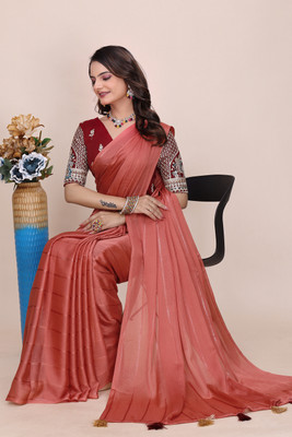 K 5 FASHION Embroidered Bollywood Georgette Saree(Orange)