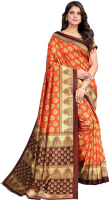 Moda Rapido Striped Kalamkari Georgette Saree(Orange)