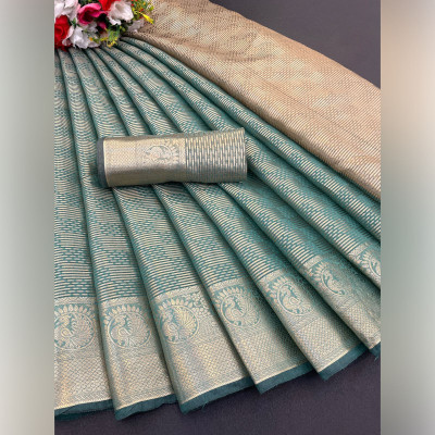 Aika Printed Assam Silk Pure Silk Saree(Light Green)