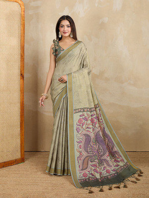 all about you Printed Saree with Attached Blouse Viscose Rayon Saree(Green)