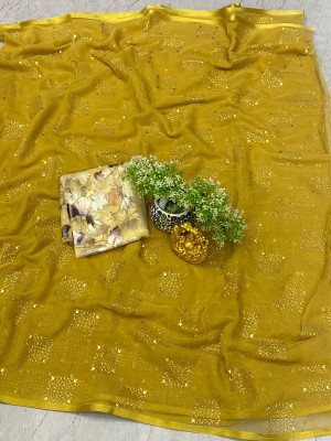JiproStore Printed Daily Wear Chiffon Saree(Beige)
