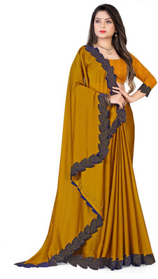 pUNYATHA CREATION Embellished Bollywood Crepe Saree(Mustard)