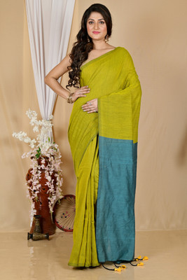 LushLooms Solid/Plain Daily Wear Cotton Blend Saree(Multicolor)