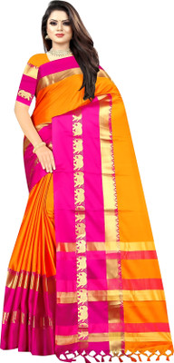 Mortal Textile Animal Print Assam Silk Cotton Silk Saree(Multicolor)