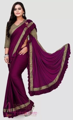 Samai Self Design Bollywood Lycra Blend Saree(Purple)