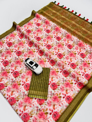 ZARISTACREATION Self Design Bollywood Linen Saree(Red)