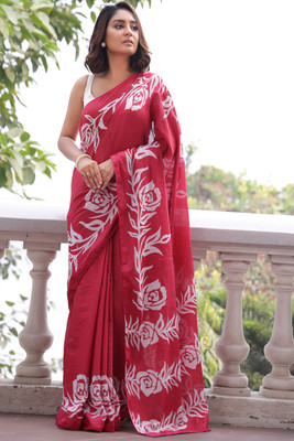 Divastri Printed Bollywood Cotton Silk Saree(Red)