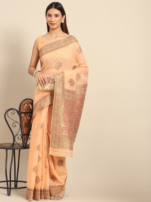 Divastri Woven Banarasi Silk Blend Saree(Orange)