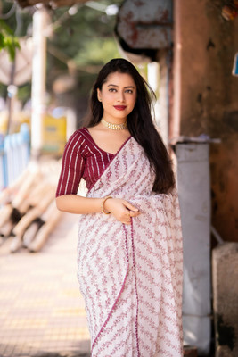 Dhanlaxmi CreationLLP Printed Madhubani Georgette Saree(Maroon)