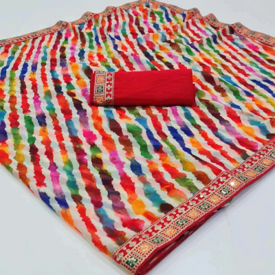 Miloz Embroidered Bollywood Georgette Saree(Multicolor)