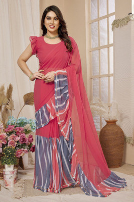 RAJESHWAR FASHION Printed Leheria Georgette Saree(Pink)