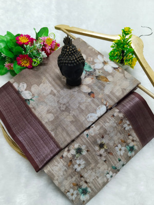 PRTRENDZ Self Design Bollywood Linen, Cotton Linen Saree(Multicolor)