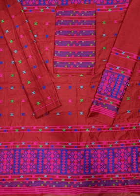 Aaradhya Enterprise Woven Assam Silk Pure Silk Saree(Red)