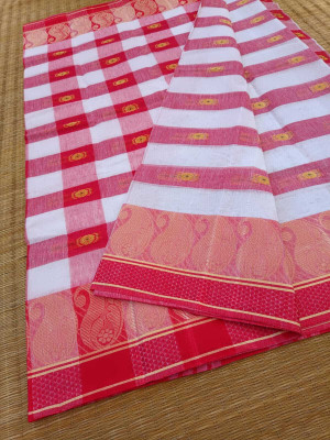KhayaFashion Woven Tant Pure Cotton Saree(Multicolor)