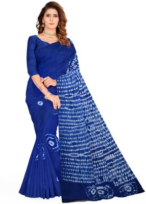 AARTI FASHION Printed, Blocked Printed, Floral Print Bollywood Pure Cotton Saree(Blue)