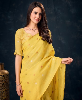 Tasrika Woven Bollywood Tissue Saree(Yellow)