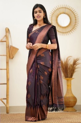 KT CREATIVITY Self Design Banarasi Jacquard Saree(Purple)