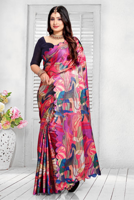 NESHVI ENTERPRISE Embroidered Bollywood Satin Saree(Multicolor)