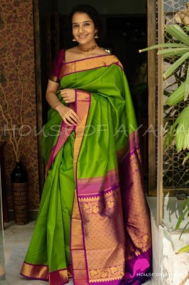 Sarvada Printed Banarasi Jacquard, Art Silk Saree(Green)